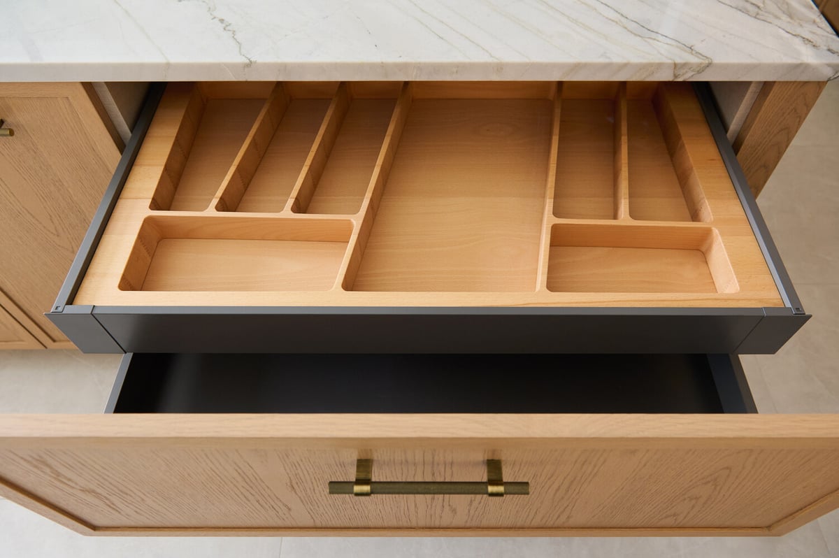 Custom drawer insert for kitchen utensils in a Chevy Chase, MD custom kitchen by DesignLab