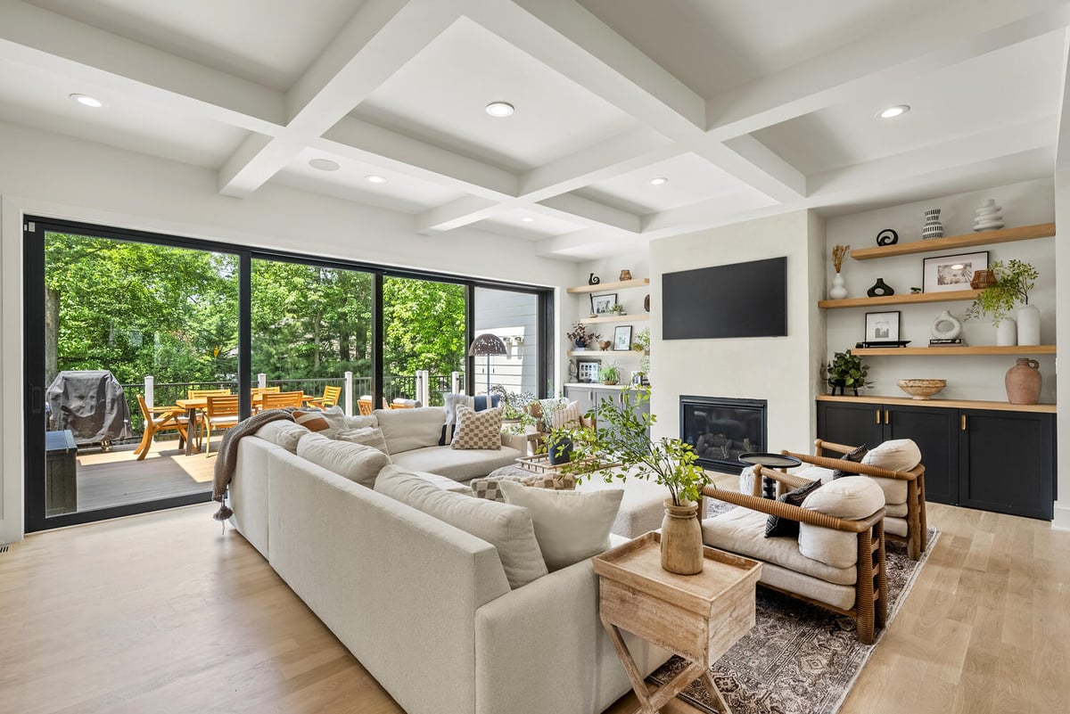 Custom family room and outdoor deck access in Washington, DC by DesignLab