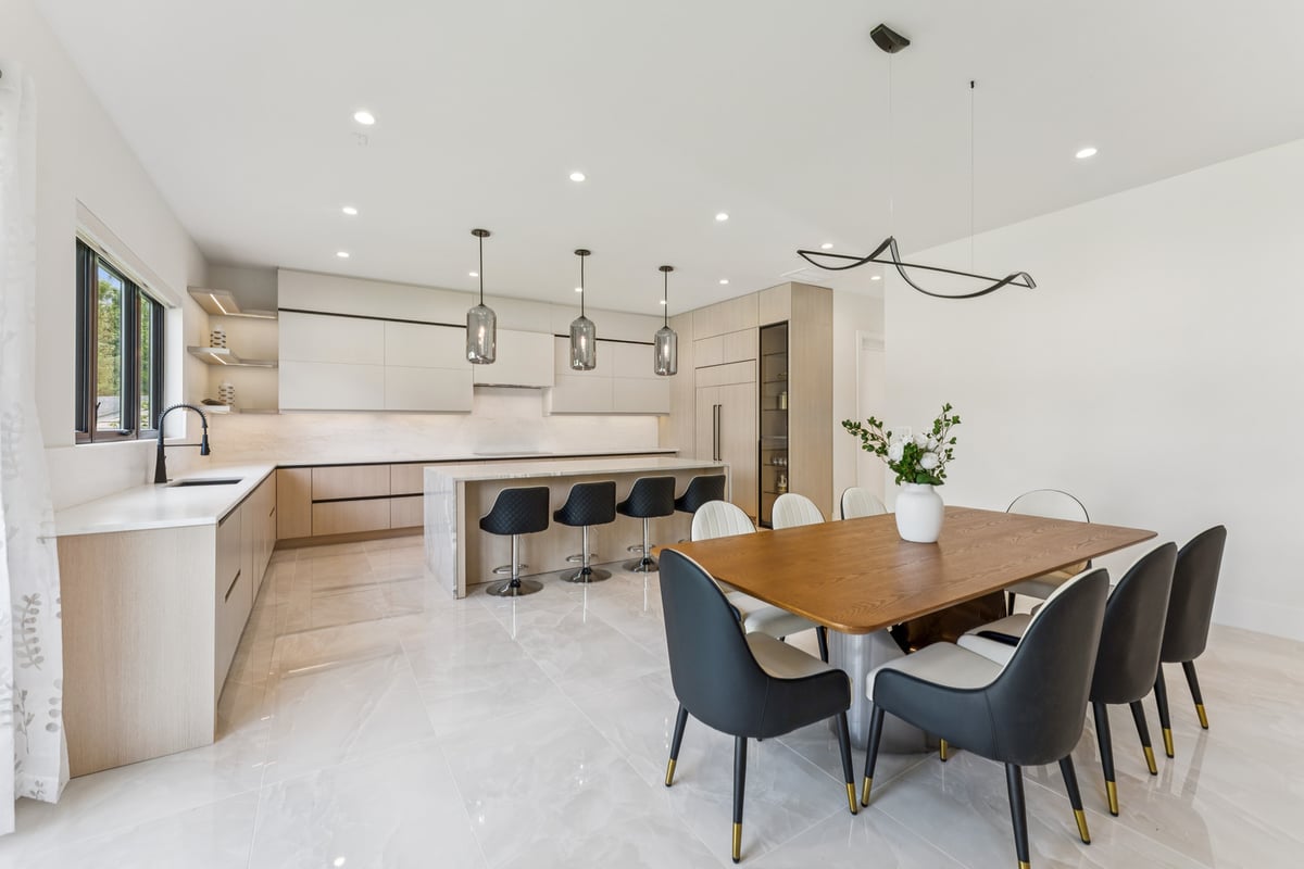 Modern kitchen update with spacious dining area by DesignLab in Potomac, Maryland